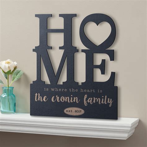 Personalized Black Wood Plaque - Home Is Where The Heart Is - Walmart ...