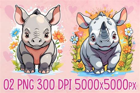 Kawaii Rhino Graphic by SR Design · Creative Fabrica