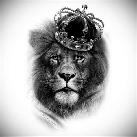 Female Lion With Crown Tattoo Drawings