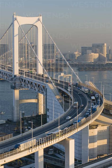 Japan, Tokyo, Odaiba, Rainbow Bridge stock photo