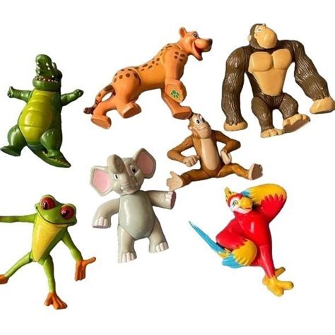 Vintage Rainforest Cafe Animal Figures Toys lot 7 Posable Frog Ape Alligator RFC