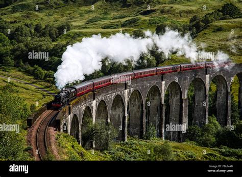 Train, 'Hogwarts Express' on the Glenfinnan viaduct Stock Photo, Royalty Free Image: 93202995 ...