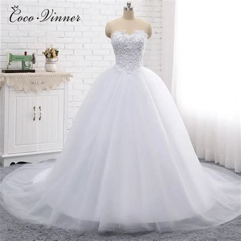 C.V Heavy Pearls Beading Pure White Color Wedding Dress 2019 Ball Gown ...