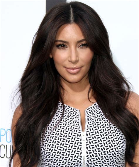 Kim Kardashian Long Straight Dark Mocha Brunette Hairstyle