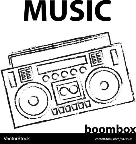 Boombox drawing retro sketch Royalty Free Vector Image