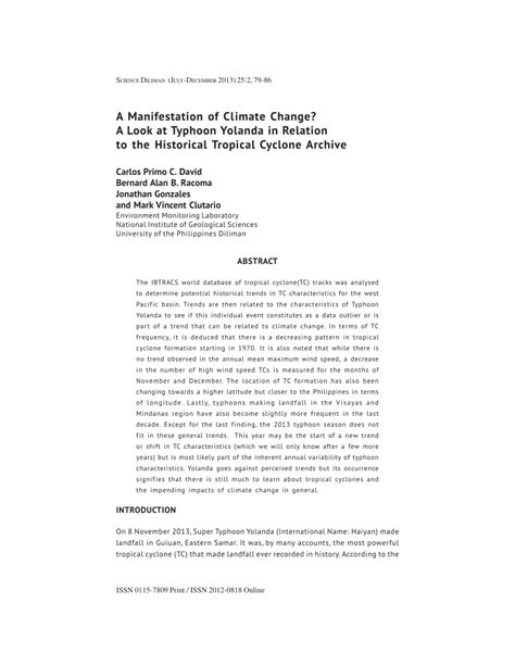 (PDF) A Manifestation of Climate Change? A Look at Typhoon Yolanda in ...