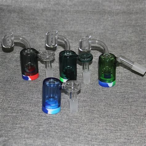 Wholesale Colorful 14mm Male Glass Ash Catchers Hookah Bong With Silicone Container, Reclaimer ...