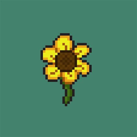 Premium Vector | Mini sunflower in pixel art style