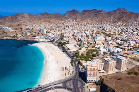 Aerial View of Laginha Beach in Mindelo City in Sao Vicente Island in ...