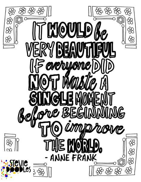 Free Anne Frank Quote Coloring Page — Stevie Doodles