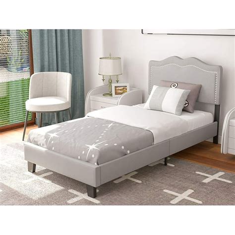 mecor Upholstered Linen Twin XL Platform Bed Frame - Adjustable Height ...