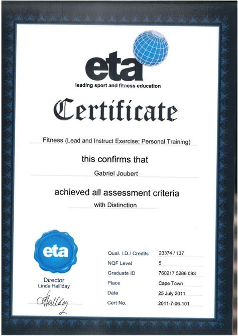 ETA College - Fitness Certificate