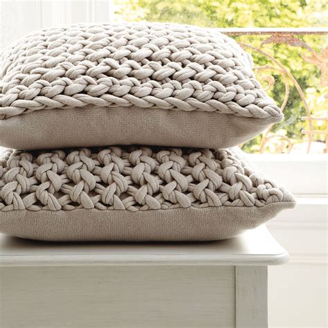 Natural Chunky Hand-Knit Cushion | Knitted cushion covers, Knitted ...