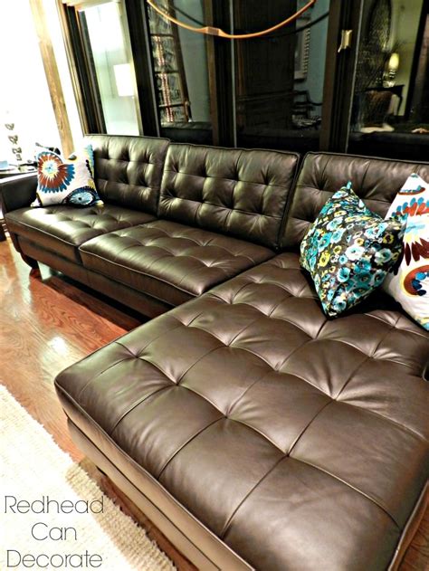 Best Brown Leather Sectional Ever - Redhead Can Decorate