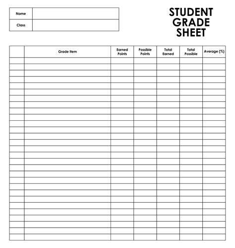 Printable Grade Sheets For Teachers | Printablee