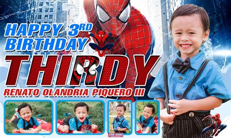 5x3 Happy 3rd Birthday Thirdy Spiderman Tarpaulin Design