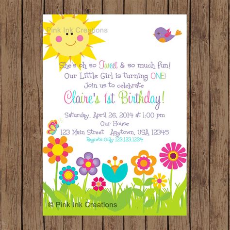 Garden Birthday Party Invitations | babies first birthday | Garden ...