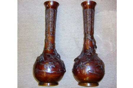A Pair of Japanese Bronzed Vases. SOLD - Iain Marr Antiques