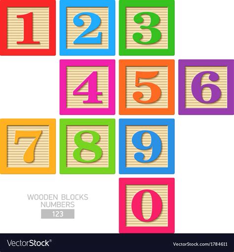 Wooden blocks numbers Royalty Free Vector Image