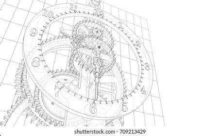 Abstract Mechanical Clock Drawing - Iwanna Fly