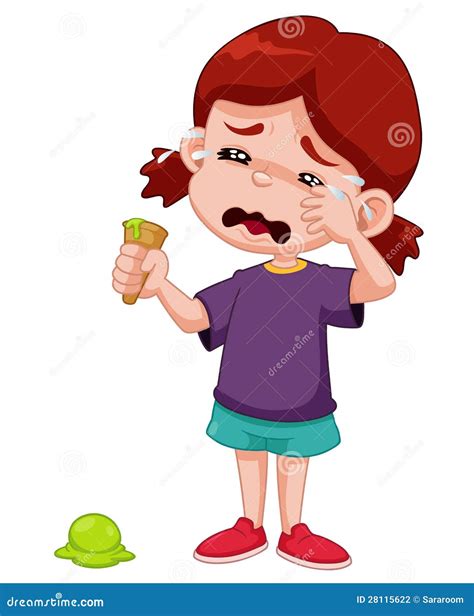 Cartoon Girl Crying With Ice Cream Drop Stock Photography - Image: 28115622