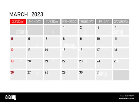 Calendar template for March 2023. Layout for March 2023. Printable ...