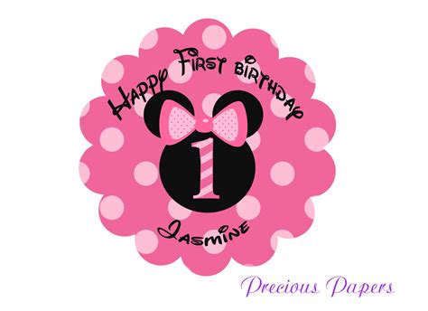 Personalized Minnie Mouse Birthday Stickers Minnie mouse Party