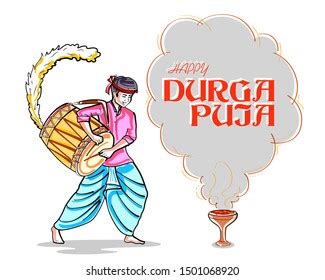 Illustration Dhaki Playing Dhak Drum Happy Stock Vector (Royalty Free) 1501068911 | Shutterstock