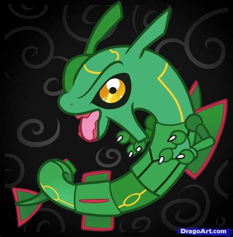 How to Draw Chibi Rayquaza, Rayquaza, Step by Step, Chibis, Draw Chibi, Anime, Draw Japanese ...