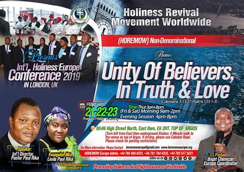 Holiness Revival Movement Worldwide Europe – EUROPE INT’L HOLINESS CONFERENCE-LONDON UK-FEBRUARY ...