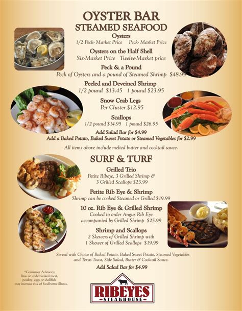 Tarboro Oyster Bar Menu