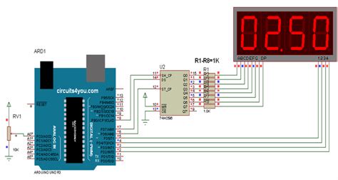 Four Digit 7-Segment Display Interfacing with Arduino | Circuits4you.com