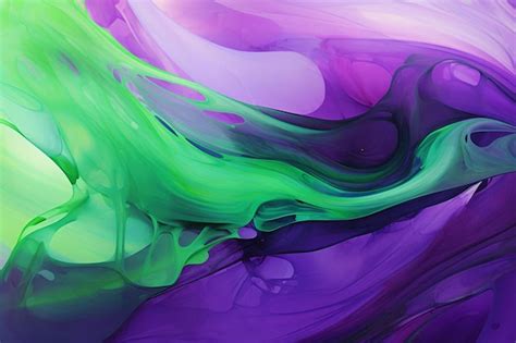 Premium AI Image | a purple and green colored abstract painting of purple and green paint.