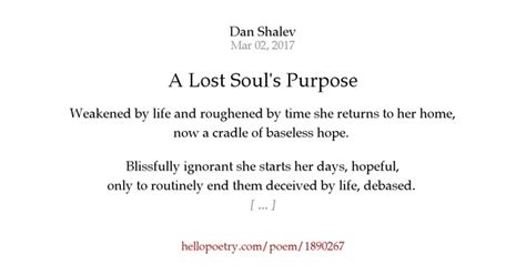 A Lost Soul's Purpose by Dan Shalev - Hello Poetry