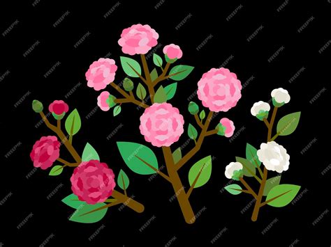 Premium Vector | Camellia flower arrangement geometric style