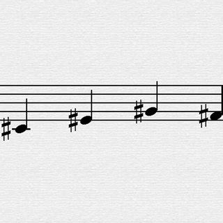 Musical notation for one of the 33 four-tone sequences, which was ...