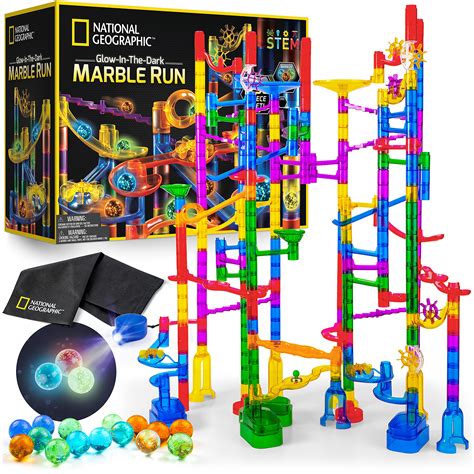 NATIONAL GEOGRAPHIC Glowing Marble Run – 250 Piece Construction Set ...