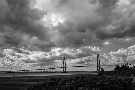 Cooper River Bridge in black and white Photograph by CariAnn Sparks ...