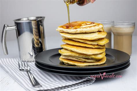 Deliciously Fluffy Vegan Maple Syrup Pancakes - veganvvocals.com