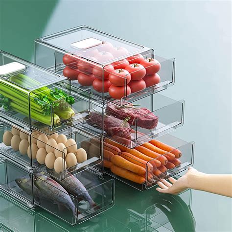 Chaodi Stackable Food Kitchen Portable Storage Box for the Fridge and ...