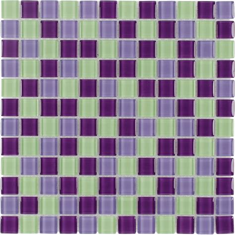 Elida Ceramica Purple Hope Uniform Squares Mosaic Glass Wall Tile (Common: 12-in x 12-in; Actual ...