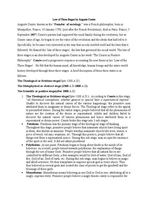 Law of Three Stages by Auguste Comte | PDF | God | Metaphilosophy