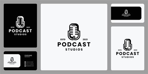 vintage podcast logo design symbol recording studio 36161596 Vector Art ...