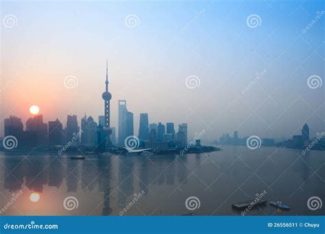 Shanghai in sunrise stock image. Image of pearl, beautiful - 26556511