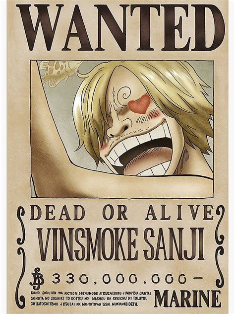 "One Piece Sanji Current Wanted Poster , One Piece Wanted Poster" Spiral Notebook for Sale by ...