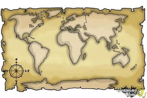 How to Draw a World Map - Step 9 | World map outline, Easy drawings sketches, Map