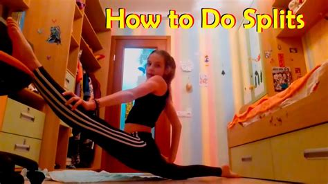 Gymnastic Girl and Her Splits Stretching Exercises For Improving ...