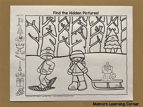 Winter Hidden Picture Worksheets - Mamas Learning Corner