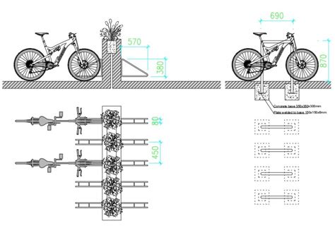 Bike rack plan dwg file - Cadbull