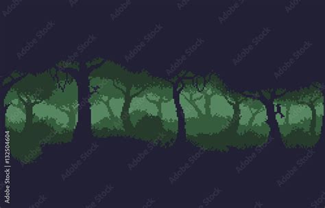 Pixel Art Forest Stock Vector | Adobe Stock